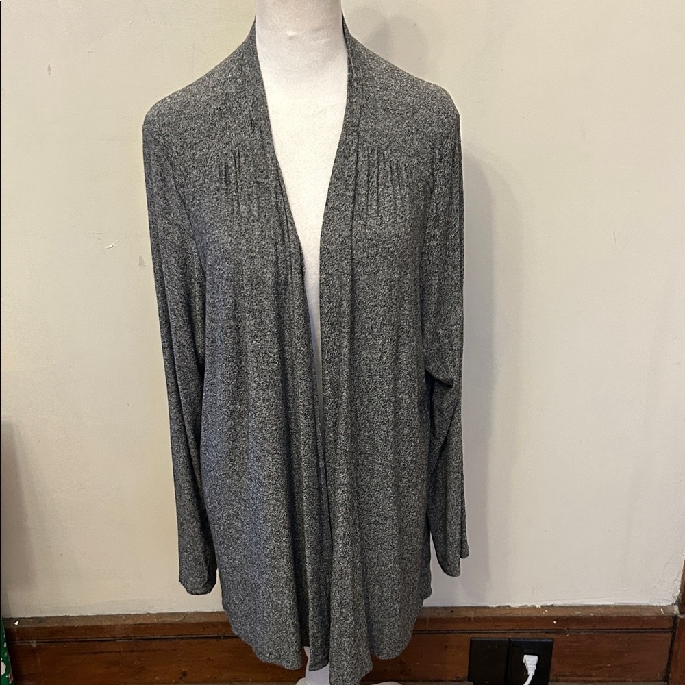 J Jill Gray/Black Open Front Women's cardigan Size XL EUC